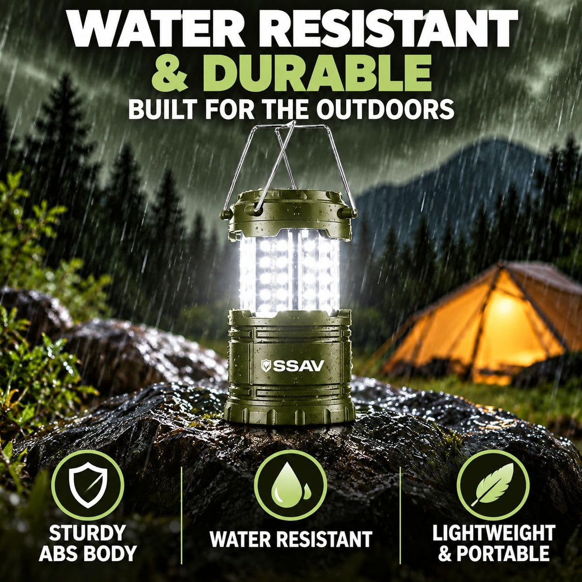 2 Pack Olive Green LED Lanterns (2 Pack Olive Green)