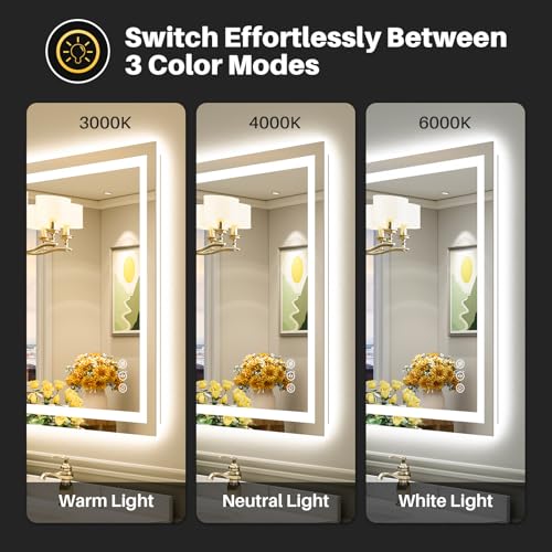 36x36 Inch Inch LED Bathroom Mirror with Lights (Backlit+front Lit / 36"L x 36"W)