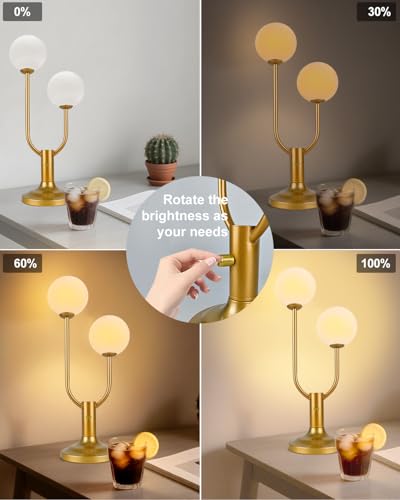 Globe Gold Table Lamp for Bedroom Gift Dimmable G9 Bulbs Included (05-Gold-Globe-2U)