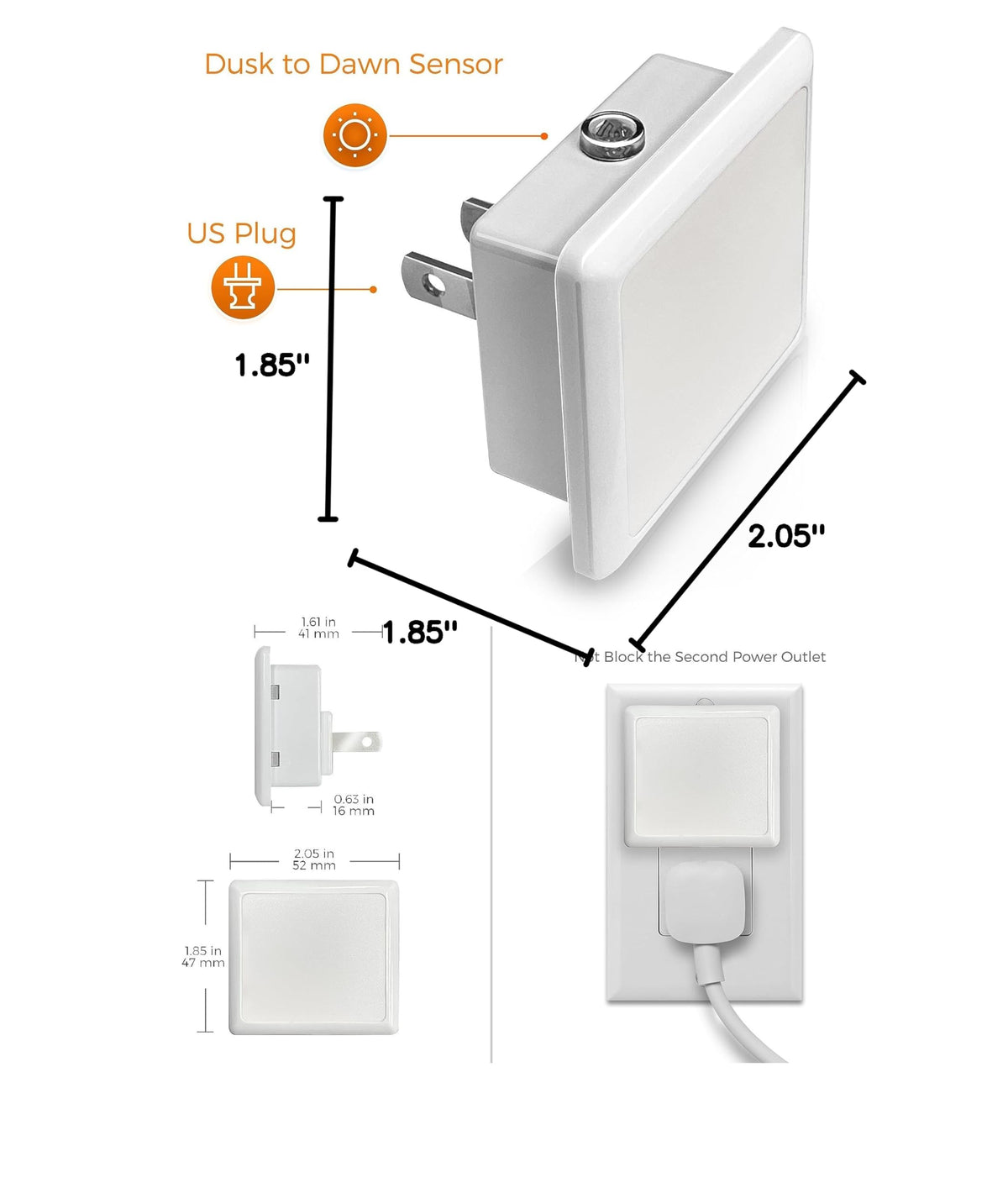 Night Lights Plug into Wall 2 (Amber)