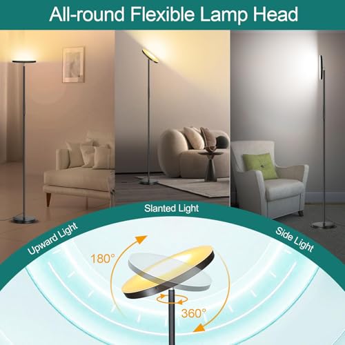 Floor Lamp Upgraded 40W 4000LM Super Bright Torchiere LED Floor Lamps for Living Room (40W Black)