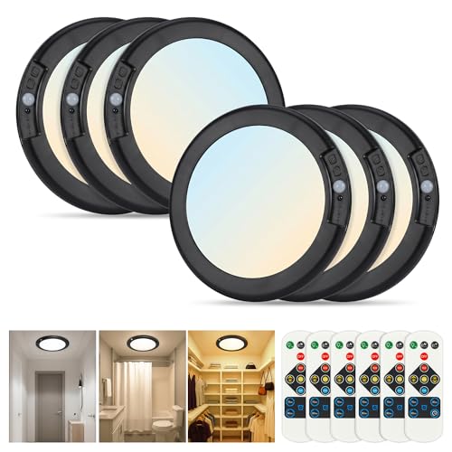 Black Wireless Rechargeable Ceiling Light (Black / 6 Packs)
