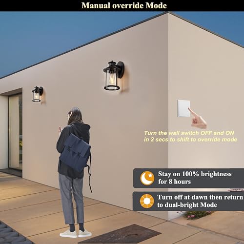 2 Pack Black Motion Sensor Outdoor Wall Light No Assembly Required (Black / 2 Pack H11.5" Motion)