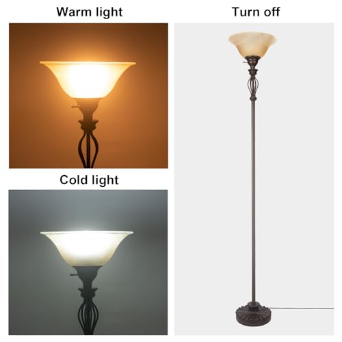 Torchiere Floor Lamps for Living Room (Dark Brown)
