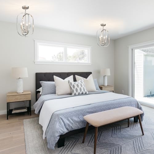 12.2" Modern Brushed Nickel Ceiling Lights Farmhouse Small Mini Chandelier 4 (185-Brushed Nickel)