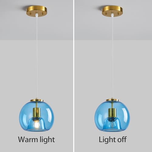 Sky Blue Glass Pendant Light Kitchen Island (Sky Blue(7.87 in) / 1-Pack)