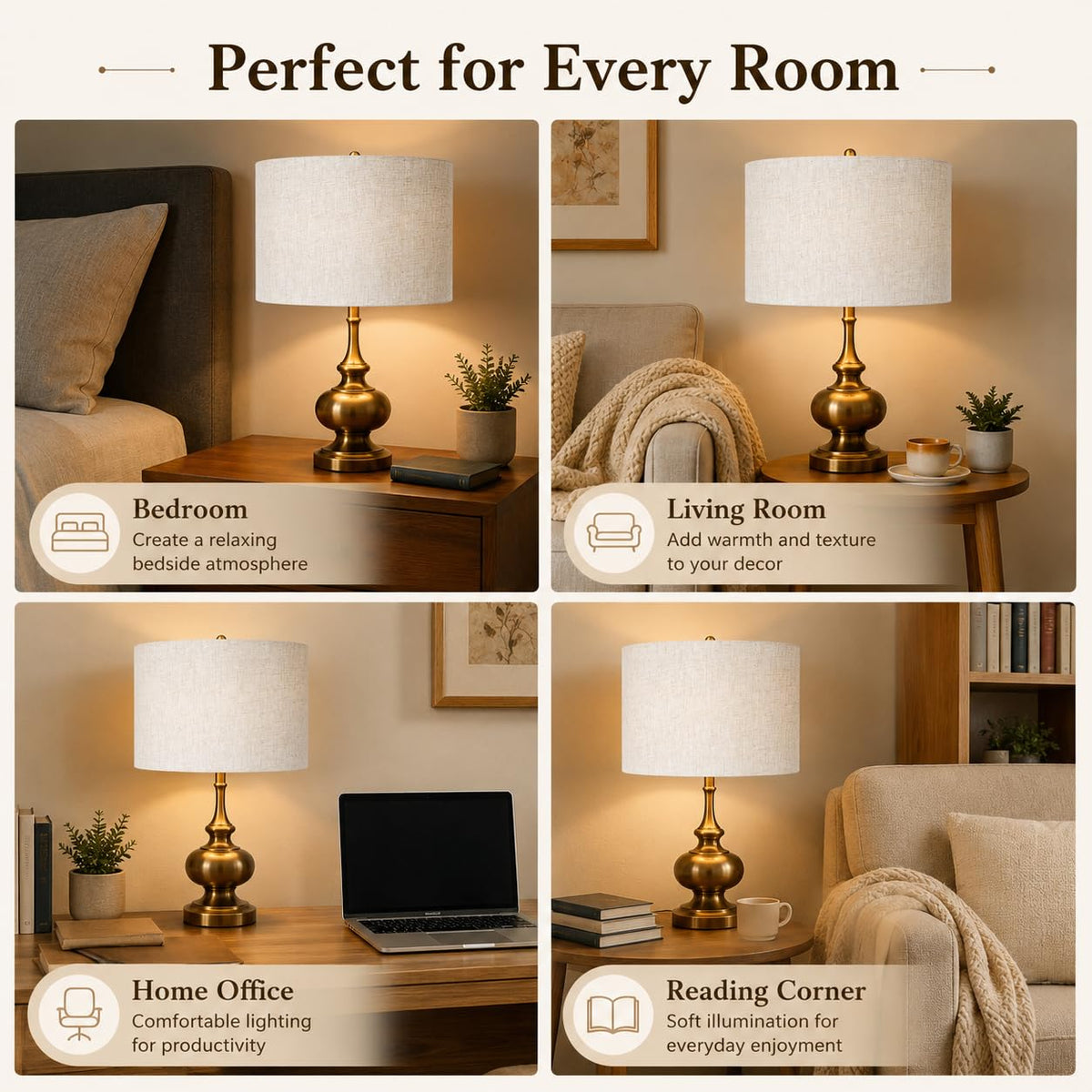 Linen Drum Lamp Shade set of 2 Beige (Beige 2 Pack / 16" x 16" x 9.8")