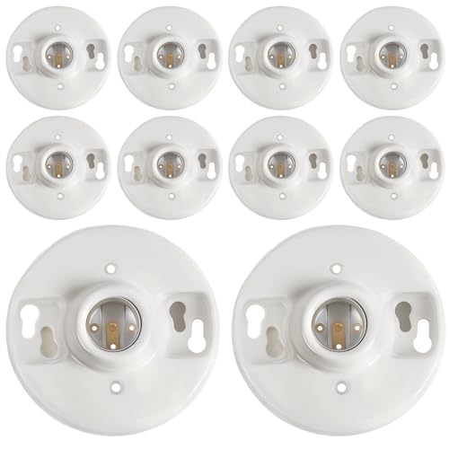 10 Pcs Light Socket E26 Porcelain Keyless Ceiling Bulb Fixture (Porcelain)