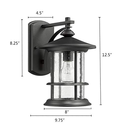 12.5" Modern Farmhouse Textured Black Outdoor Wall Light Fixture (Black / 1 Pack H12.5")