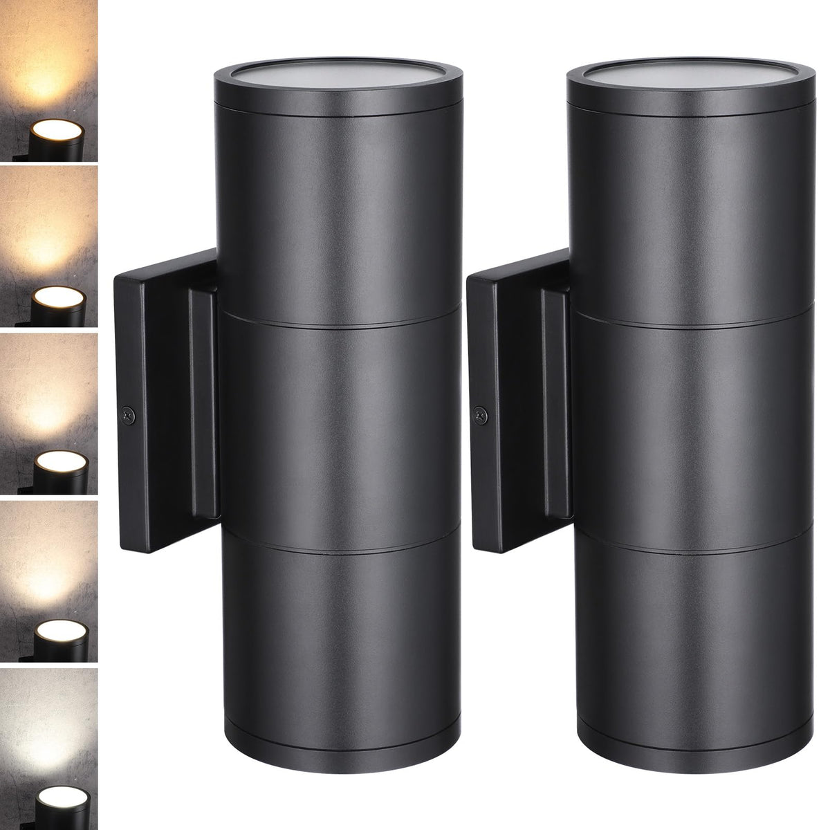 2 Pack 12 Inch 5CCT LED Cylinder Up Down Wall Light Outdoor (5CCT / 12 Inch)