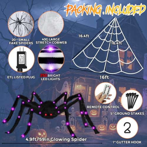 Halloween Light Up Spider Web Lights Decoration 250 LED
