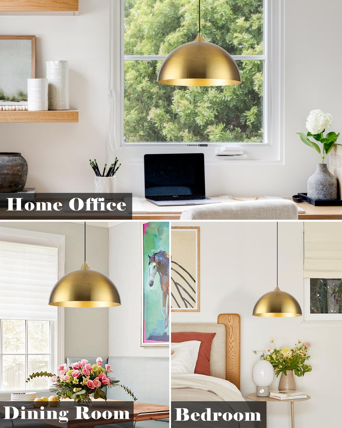 Gold Pendant Lights Kitchen Island 2 Pack (Gold+Gold / 14"x2)