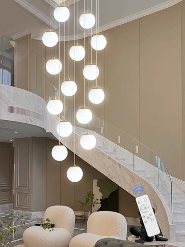 Modern Globe Chandelier Foyer Chandelier for Entryway 15 (Gold-White / Globe 15-Light)