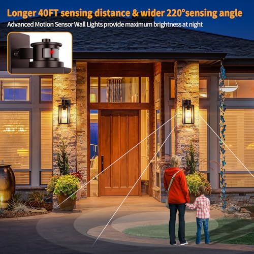 2 Pack Motion Sensor Outdoor Wall Lights (Brown / 13.25 inch)