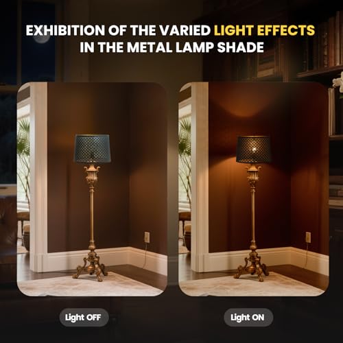 Drum Lampshade 14" Top x 16" Bottom x 11" High Large Lamp Shade (Black Gold)