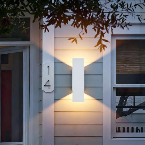 2 Pack Outdoor LED Up Down Wall Sconces (White)