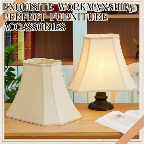 Set of 2 Bell Lamp Shade 6.25"x8" Top 11"x16" Bottom 12" High (6.25" x 8" Top 11" x 16" Bottom 12" High / Beige)
