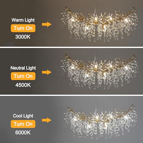 Modern Crystal Tree Branches Chandelier (Gold / Arc 47.5")