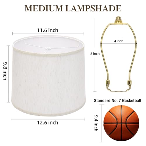 Drum Lamp Shades Set of 2 (Whit -Vertical Pattern)