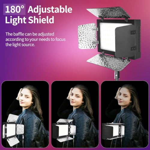2 Pack LED Video Light with 53inch Adjustable Tripod Stand (15W / 23-53inch)