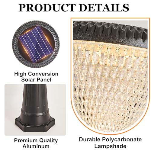 Dusk to Dawn LED Solar Street Light with Diamond Polycarbonate Shade (Black / X-Large)