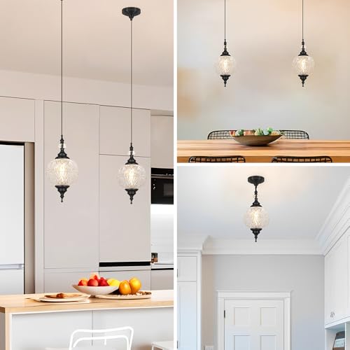 Black Farmhouse Pendant Light Fixture Island Pendant Lights 2 Pack (Black)