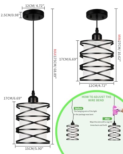 Black Modern Pendant Light for Kitchen Island Over Sink (Black Frosted Glass / 1 Light)