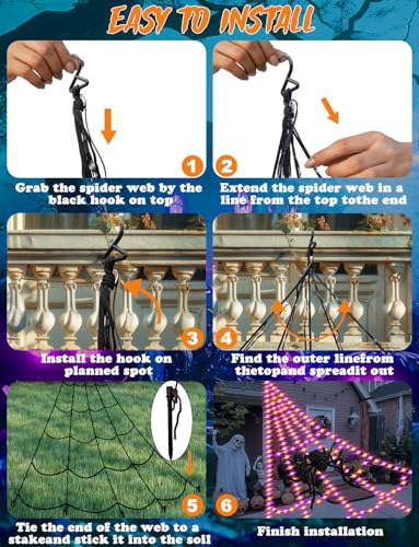 Halloween Light Up Spider Web Outdoor (B-Purple&Orange - 250LED)