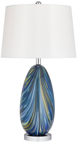 Pablo 27" Tall Table Lamp Blue Art Glass Table Top Dimmer Modern (Blue Art Glass - Table Top Dimmer Included)