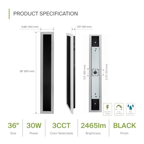 36" LED Linear Wall Sconce 2 Pack (Black)
