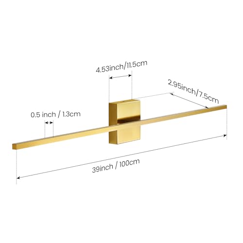 Gold Bathroom Light Fixtures Over Mirror (Gold / 39Inch)