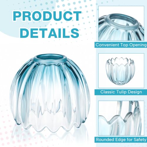 2 Pcs Glass Tulip Lamp Shade (Ombre Blue)