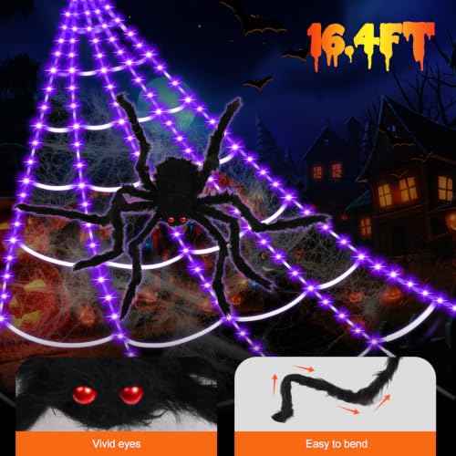 Spider Webs Halloween Decorations (Purple / 16.4Ft)