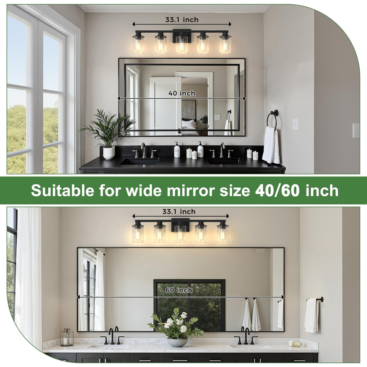 Bathroom Vanity Light Fixture Over Mirror Modern 5 (Black / 5-Light)
