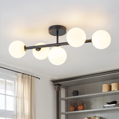 Semi Flush Ceiling Light Glass Globe
