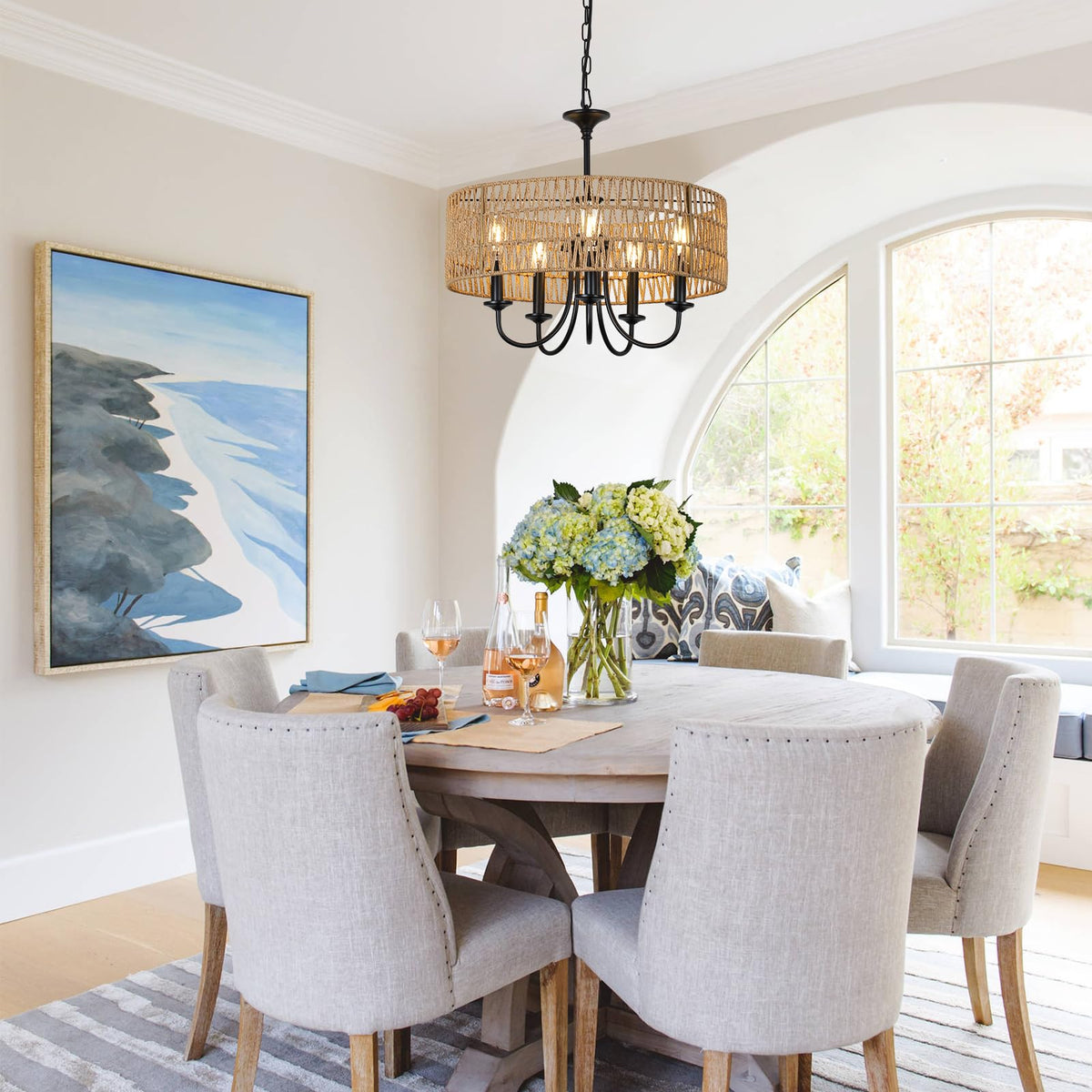 Modern Farmhouse Chandelier Light Fixtures (Black)