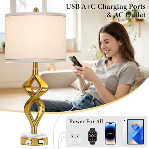 28.5"Sculptural Living Room Table Lamps Set of 2 (White)