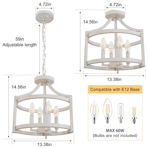 4 Light Farmhouse Chandelier (4 Lights Vintage White)