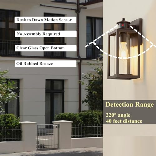 Bronze Motion Sensor Exterior Wall Light 2 Pack (Bronze / 2 Pack H13" Motion)
