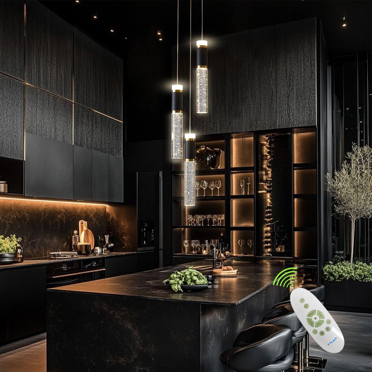 3 Light LED Pendant Light Modern Chandelier Hanging Chandelier Light Fixtures Adjustable Modern Led Pendant Ceiling Light Fixture for Kitchen (Black / 3-Light)