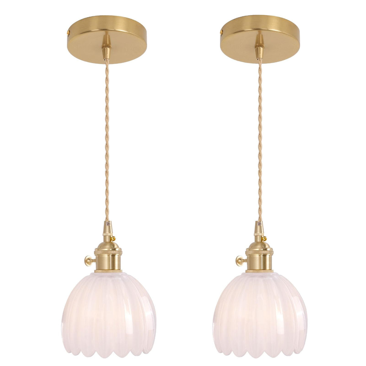 Pendant Light 2 Pack with White Tulip Glass Lmapshade (Tulip White)