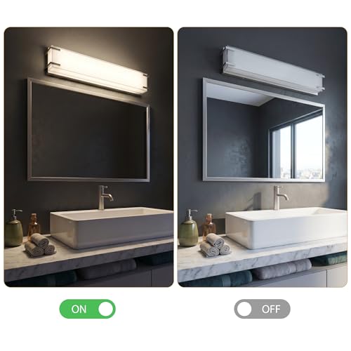 LED Bathroom Light Fixture Over Mirror 16" Vanity Light with Milky White Lampshade 4000K Daylight Brushed Nickel Bath Bar (Brushed Nickel / 16inch)