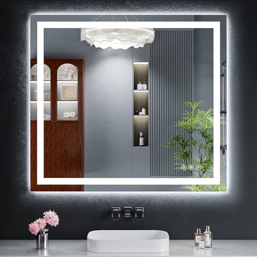36"x40" LED Bathroom Mirror with Lights (Frontlit & Backlit / 40"L x 36"W)