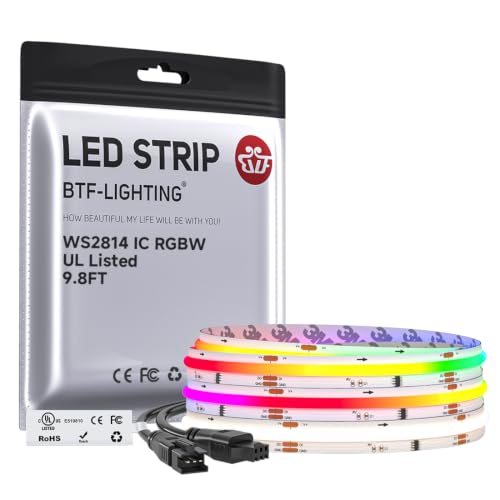 9.8FT WS2814 Smart IC RGBW 4000K DC12V COB LED Strip Light (9.8FT)