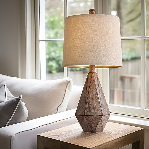 20.25" Retro Farmhouse Table Lamp Set of 2 (Small - Dark Wood Resin)