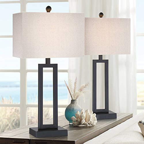 Aston 26" Tall Table Lamps Set of 2 Open Black Rectangle Modern Industrial