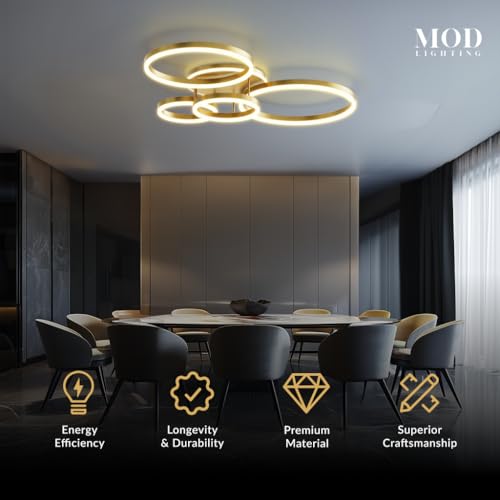 Chloe Flush Mount Ceiling Light (Metallic Gold / 5 Circles / Cool White)