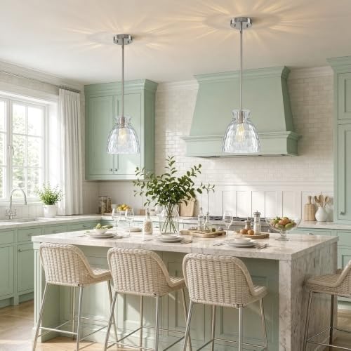 Upgrade 7.5" Brushed Nickel Pendant Lights Kitchen Island Lighting 59" Rods (2-Pk Brushed Nickel / D7.5" / Upgrade Rods)