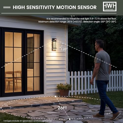 HWH 2 Pack Motion Sensor Outdoor Wall Lamps (Motion Sensor / 2-Pack)