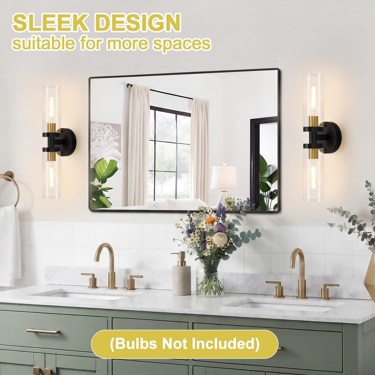 Hardwired Wall Sconces Set of Two (Black and Gold / Hardwired-16 Inch-2PC)